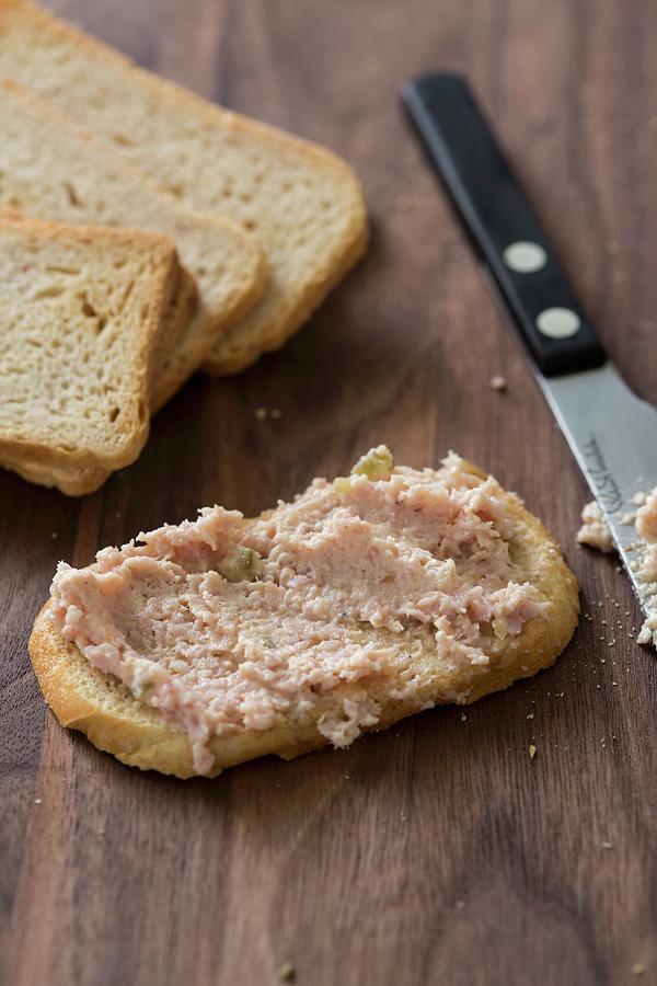 Deviled Ham spicy American Meat Spread On A Slice Of Toast Photograph by Keller & Keller Photography