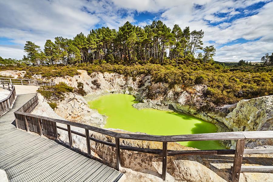 Mountain Photograph - Devils Bath Pool In Waiotapu Thermal by DPK-Photo