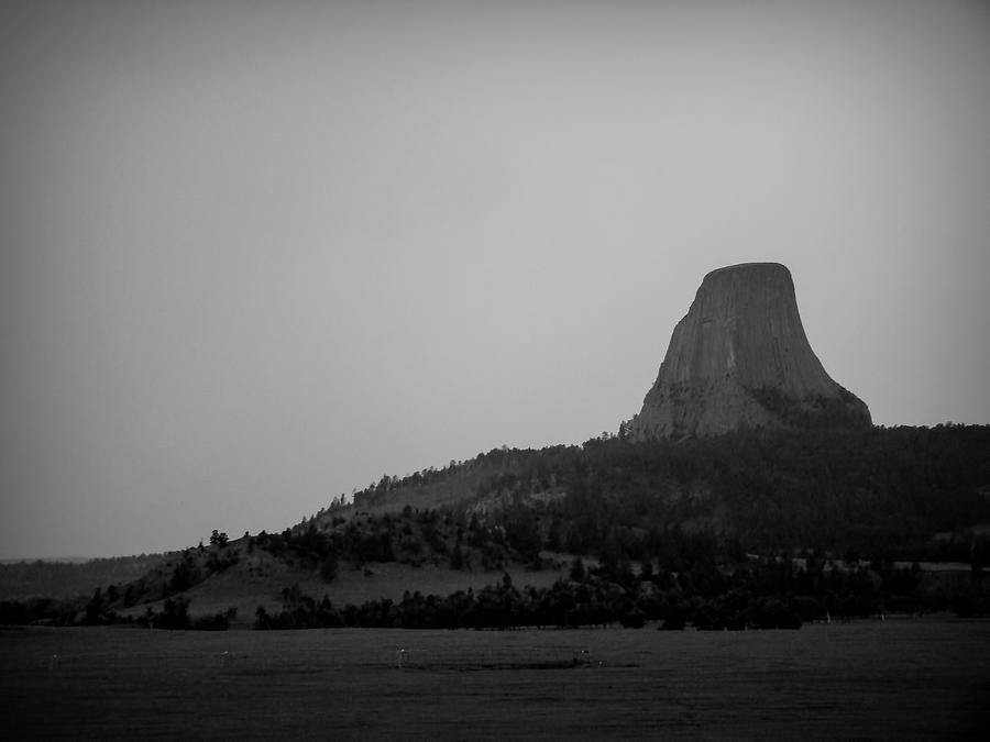 Devils Tower Black and Whitex Photograph by Cathy Anderson