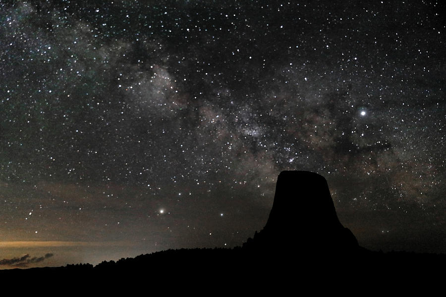 Devils Tower with Milky Way 6 Photograph by Doolittle Photography and Art