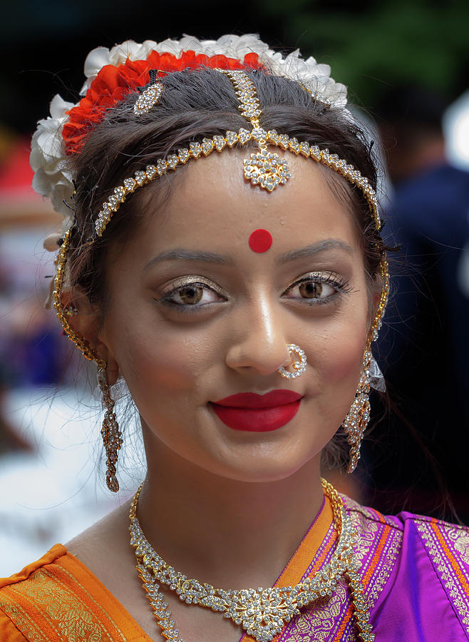 Dewali NYC 2018 Indian Girl in Traditional Dress Photograph by Robert Ullmann