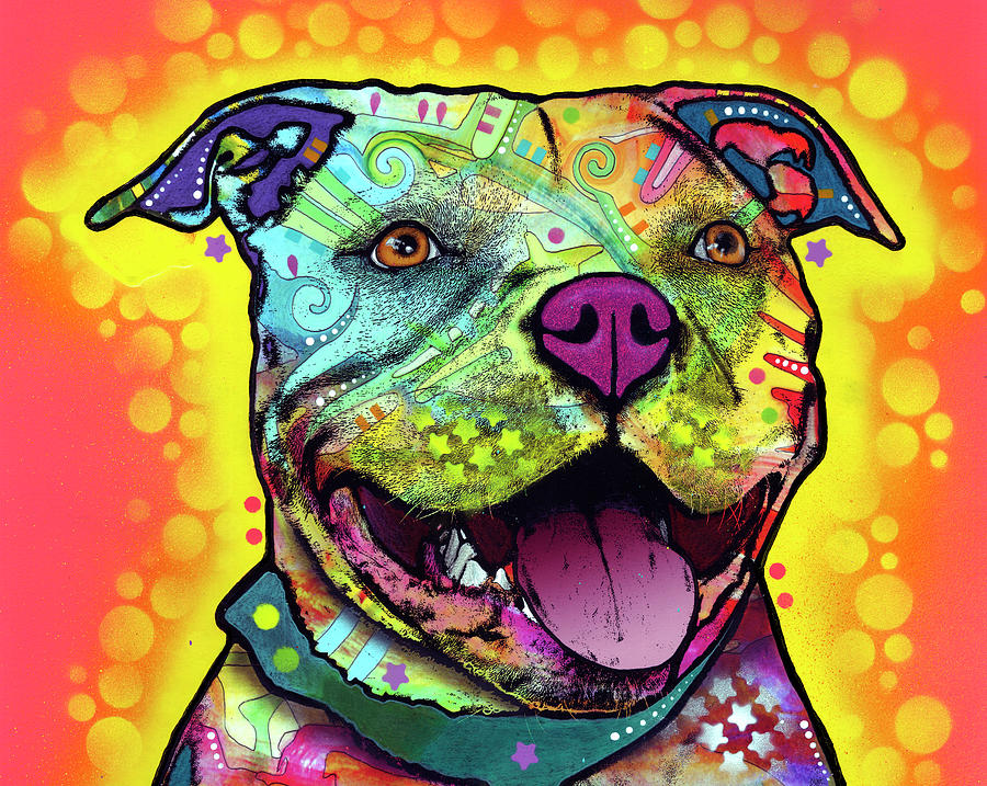 Animal Mixed Media - Dewey Pit Bull by Dean Russo