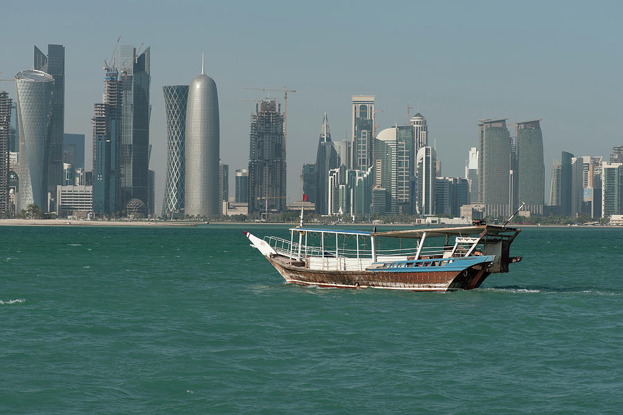 Dhow In The Harbor Of Doha, Qatar On Photograph by Ajansen