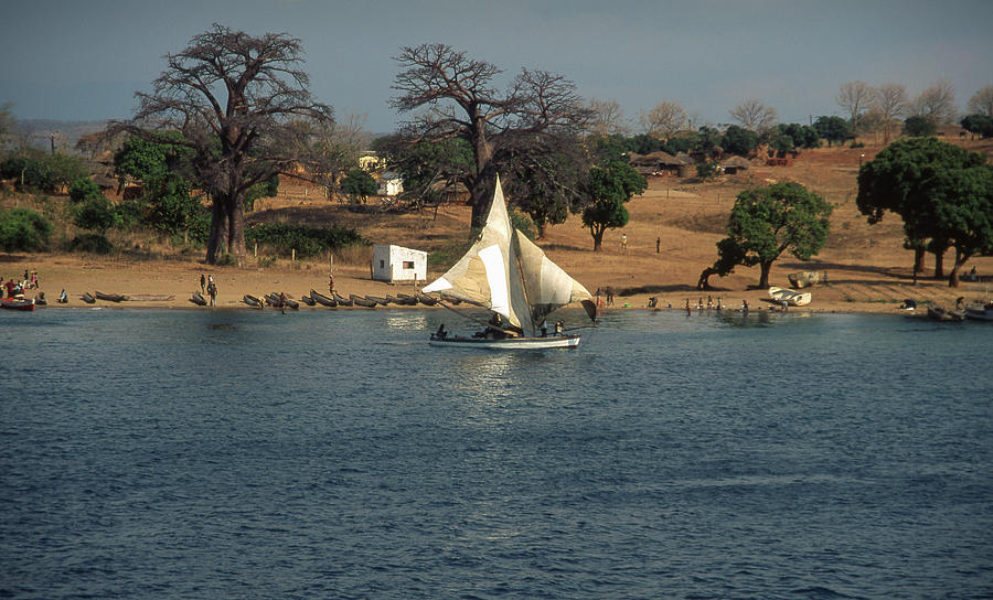 Dhow Sailing On The Shore Of Lake Niassa Photograph by © Santiago Urquijo