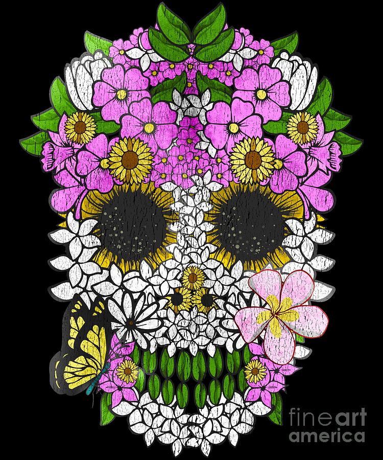 Dia De Los Muertos Skull Flowery Day Of The Dead Digital Art By The Perfect Presents