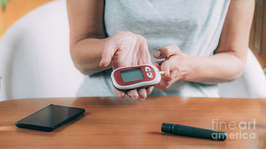 Diabetes Blood Sugar Test At Home Photograph by Microgen Images/science ...