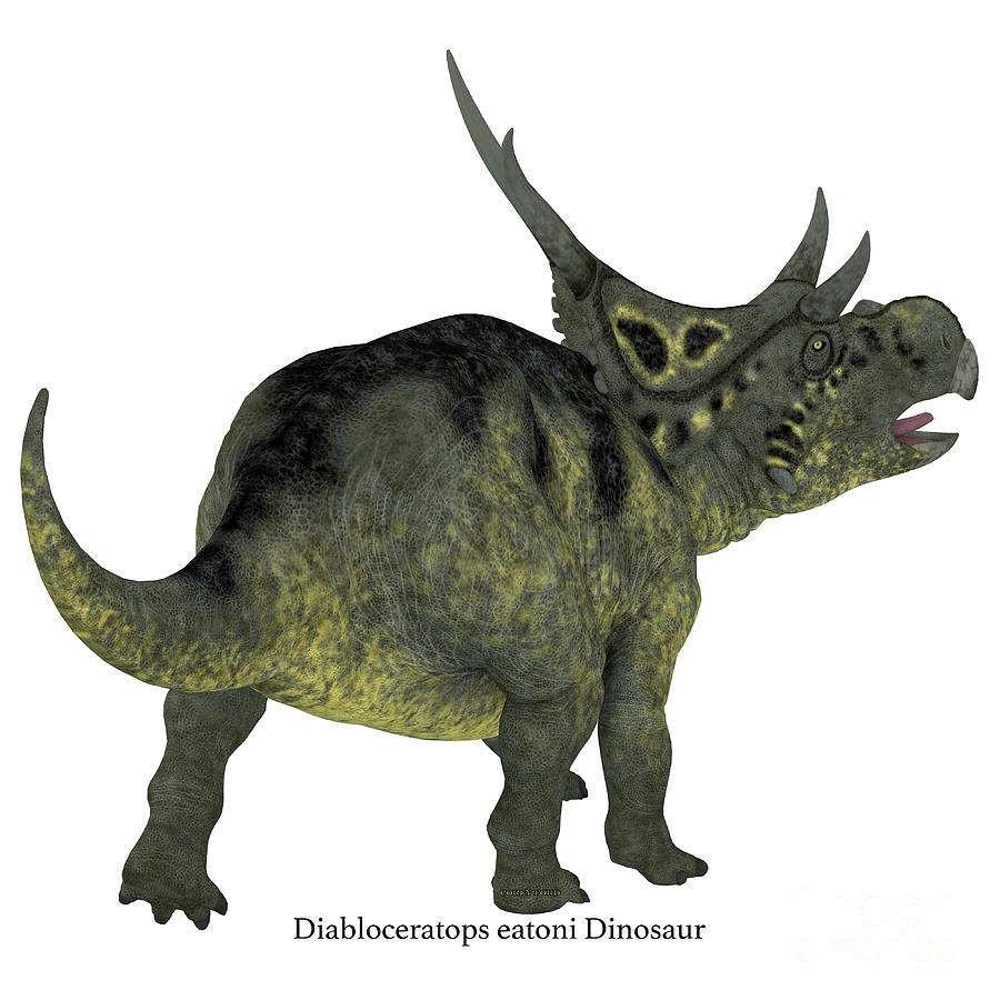 Diabloceratops Dinosaur Tail with Font Digital Art by Corey Ford