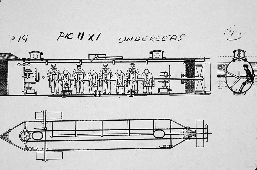 Diagram Of The H. L. Hunley Photograph by Hulton Archive