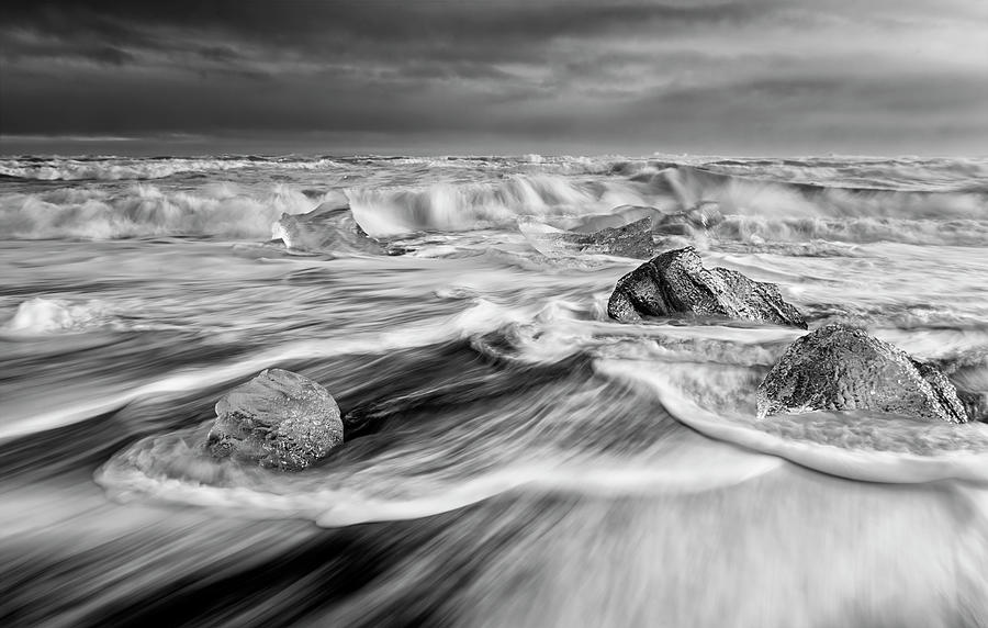 Diamond Beach Iceland IV BW Photograph by Joan Carroll