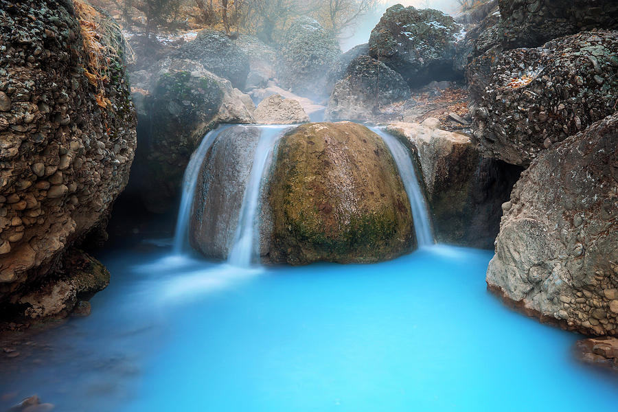 Nature Photograph - Diamond Fork Blue Waterfall by Wasatch Light