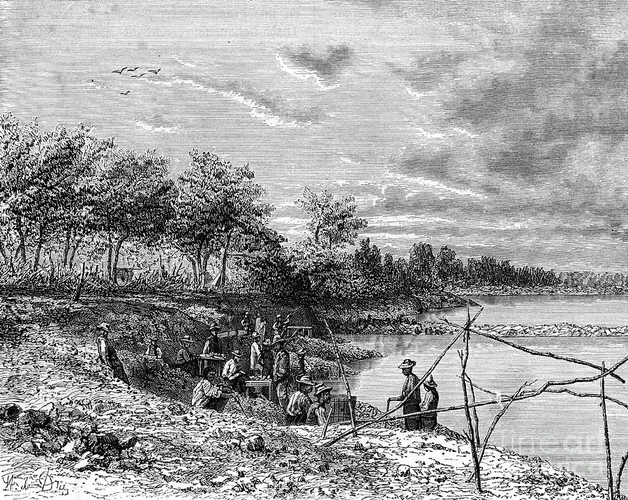 Diamond Mining On The Vaal River, Free Drawing by Print Collector