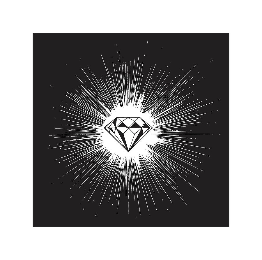 Diamond on Black Background Drawing by CSA Images - Fine Art America