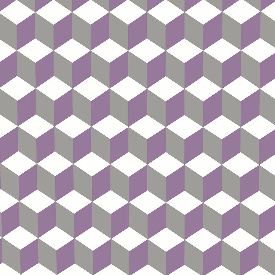 Diamond Repeating Pattern In Crocus Purple and Grey Digital Art by Taiche Acrylic Art