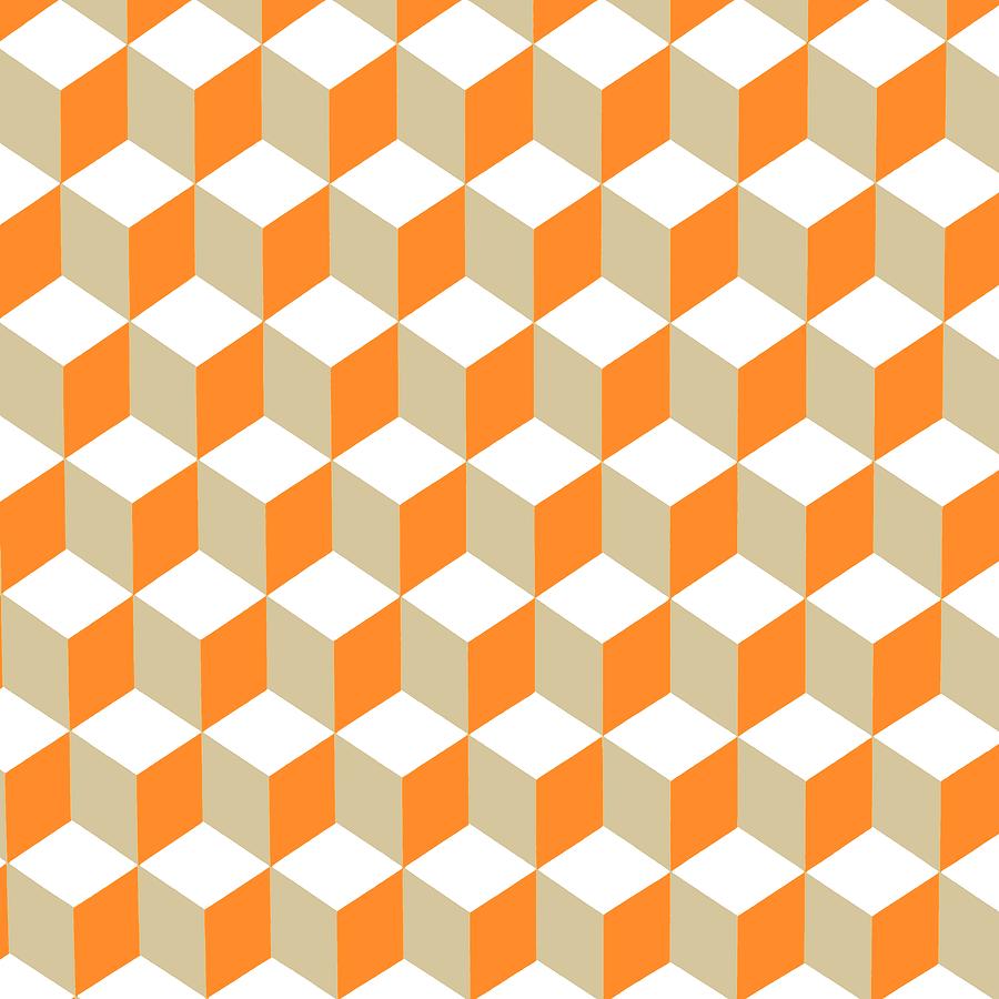 Diamond Repeating Pattern In Russet Orange and Grey Digital Art by Taiche Acrylic Art