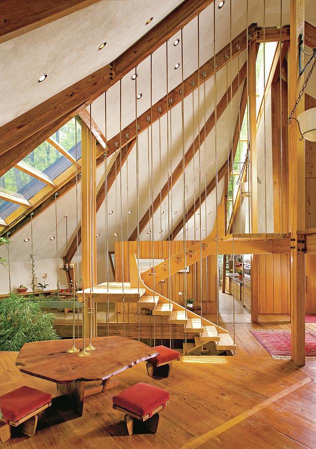 Diamond Shaped House With Steel Ceiling Rods Photograph by Bruce Buck ...