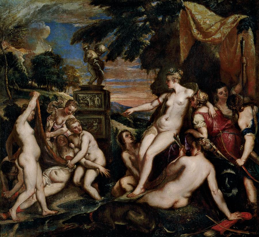 Diana and Callisto, M... Painting by Juan Bautista Martinez del Mazo -c 1612-1667-