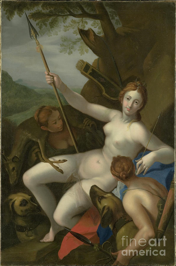 Diana With Nymphs, Dogs And Game Painting by Johann Or Hans Von Aachen
