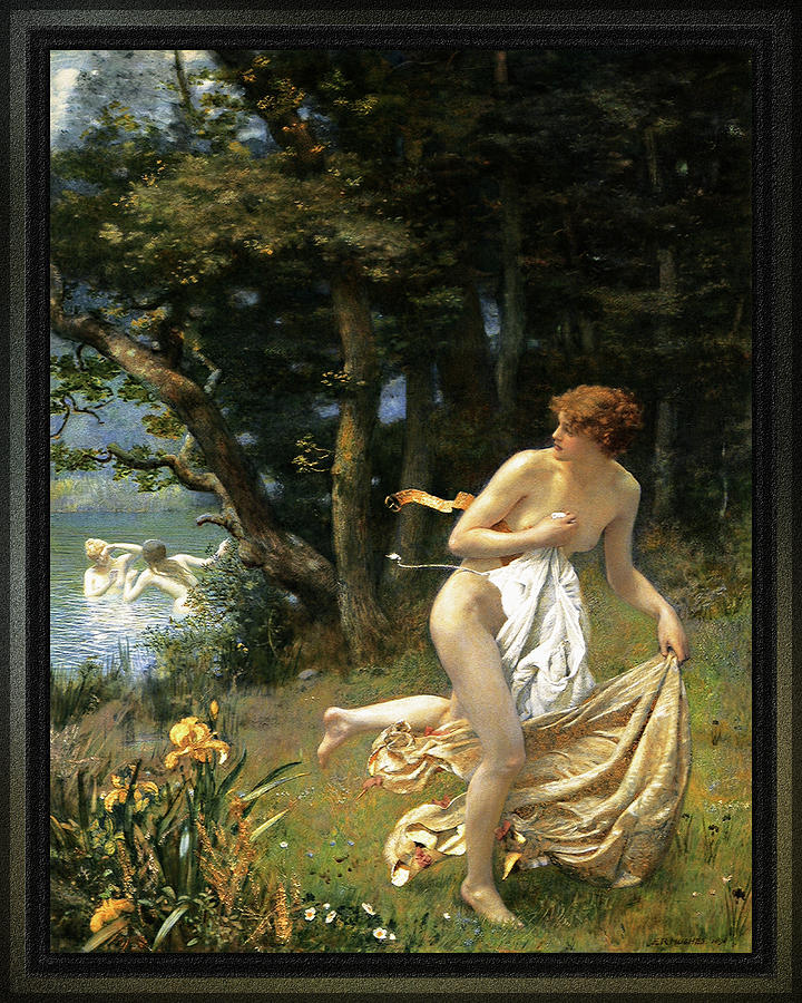 Dianas Maidens by Edward Robert Hughes Painting by Xzendor7
