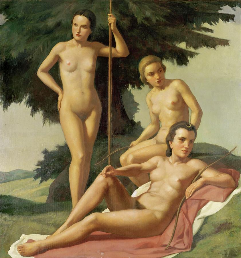 Dianas rest. Around 1940 Canvas. Painting by Ivo Saliger