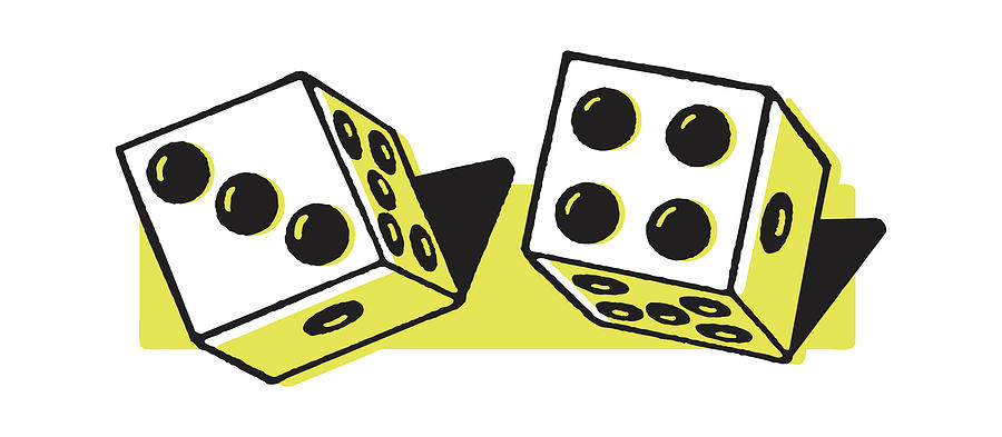 Cube Drawing - Dice Showing Lucky Seven by CSA Images