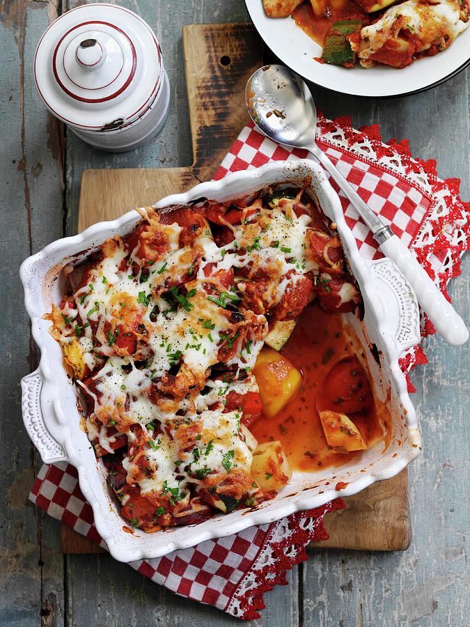 Diced Vegetable And Cheese Bake Photograph by Gareth Morgans