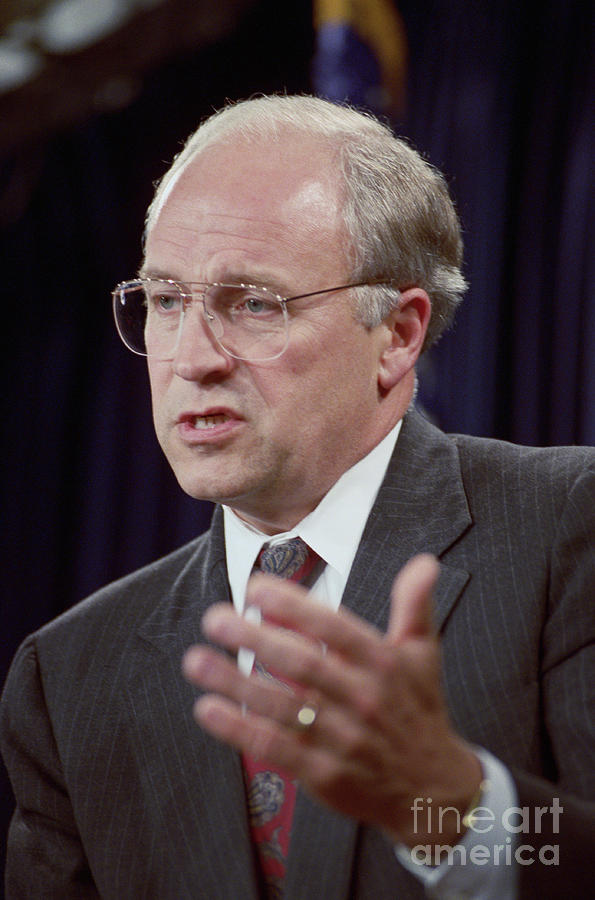 Dick Cheney Photograph - Dick Cheney Answering Questions by Bettmann