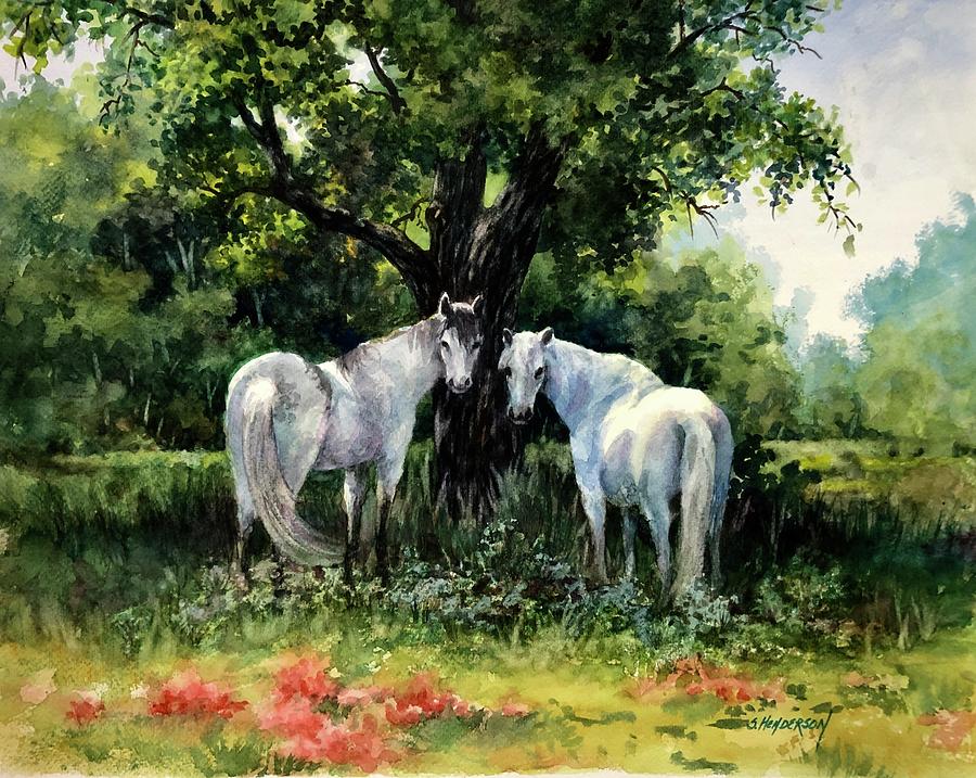Horse Painting - Did You Call? by Shelley Henderson