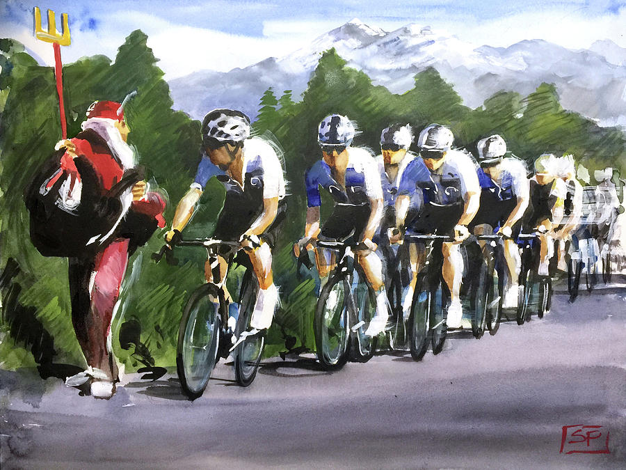 Didi and Team Sky Stage 12  Painting by Shirley Peters