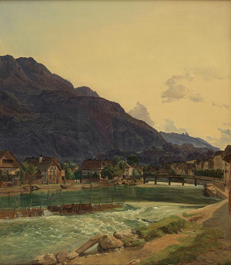 Mountain Painting - Die Traun Bei Ischl by Ferdinand Georg Waldmuller