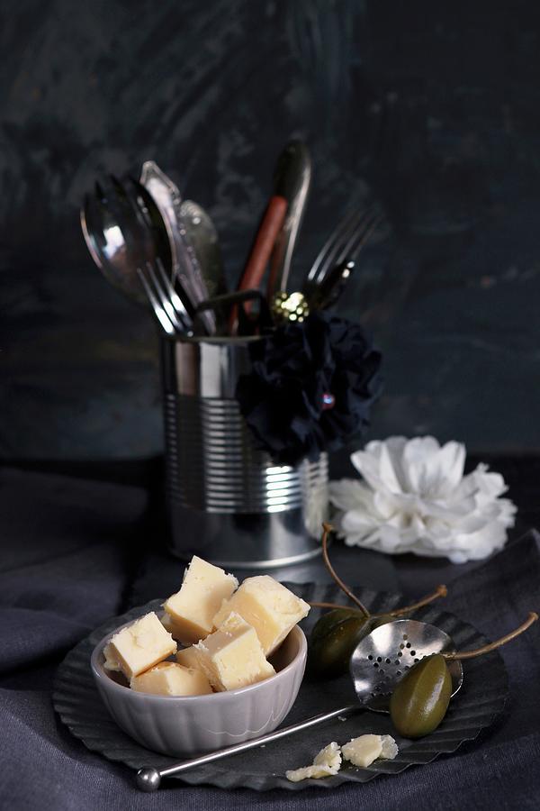 Died Cheddar With Caper Fruits Photograph by Regina Hippel