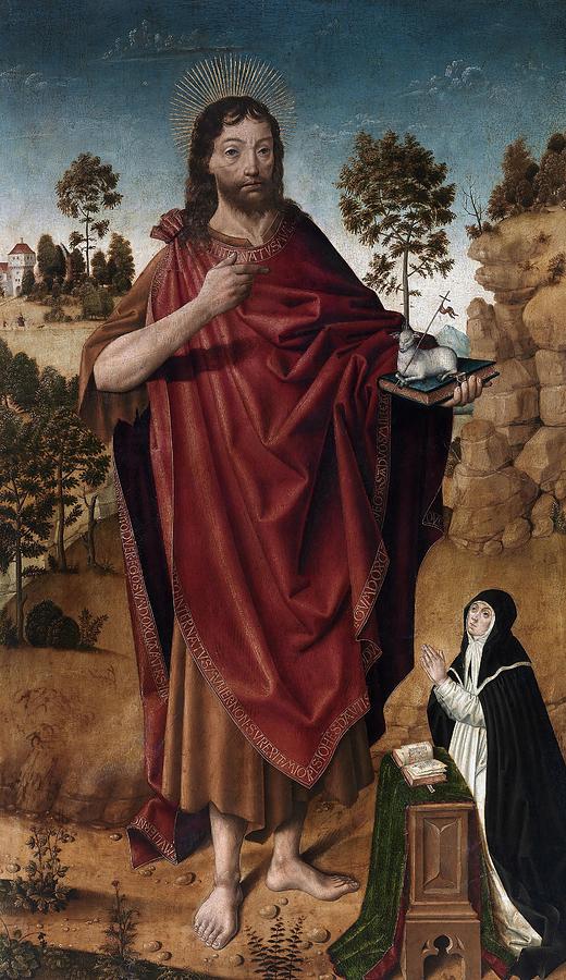Diego de la Cruz / San Juan Bautista y una donante, 1480-1485, Spanish School. Painting by Diego de la Cruz -fl 1482-1500-
