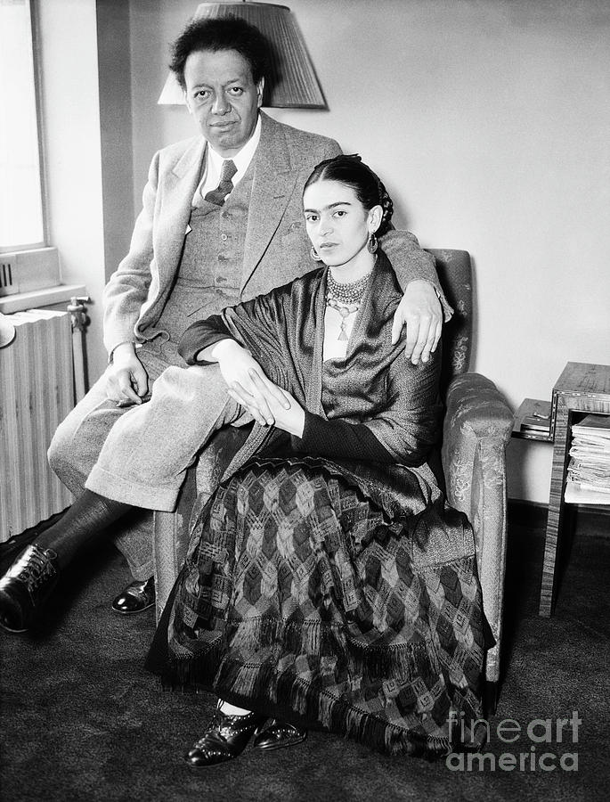 Diego Rivera With Wife Frida Kahlo by Bettmann