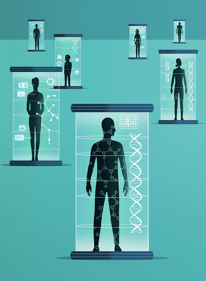 Different People Inside Genetic Scanners Photograph by Ikon Images