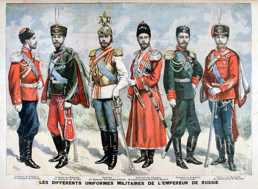 Different Russian Military Uniforms Drawing by Print Collector