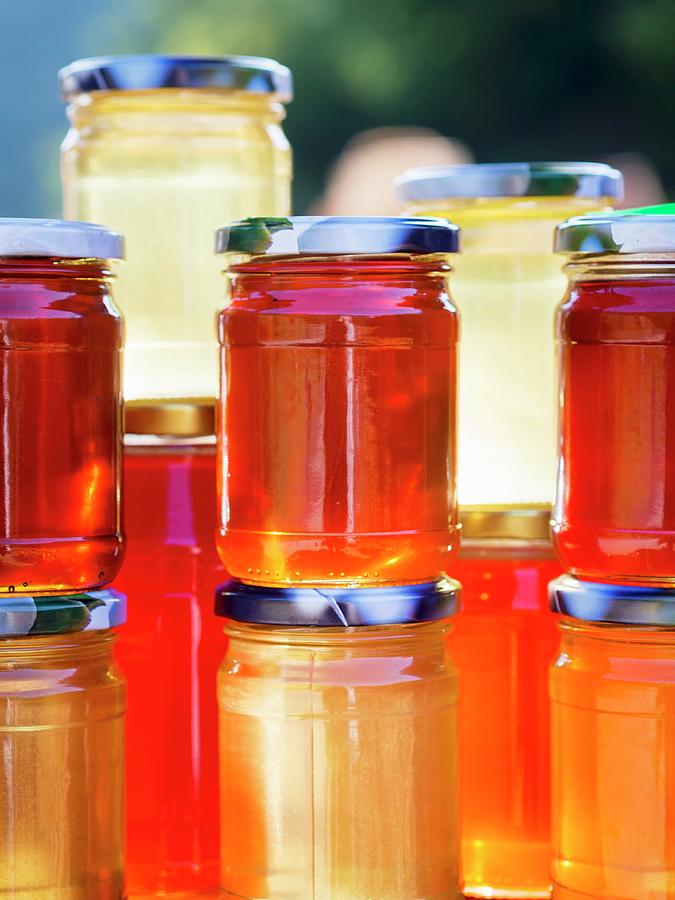 Different Types Of Honey Sold In Georgia, Caucasus. Photograph by ...