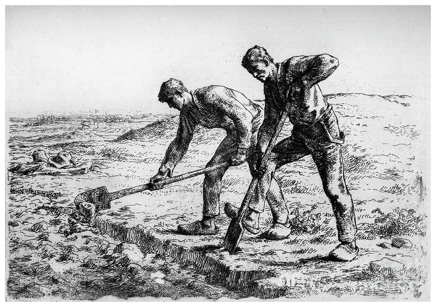 Diggers, C1835-1875 1924. Artist Jean Drawing by Print Collector