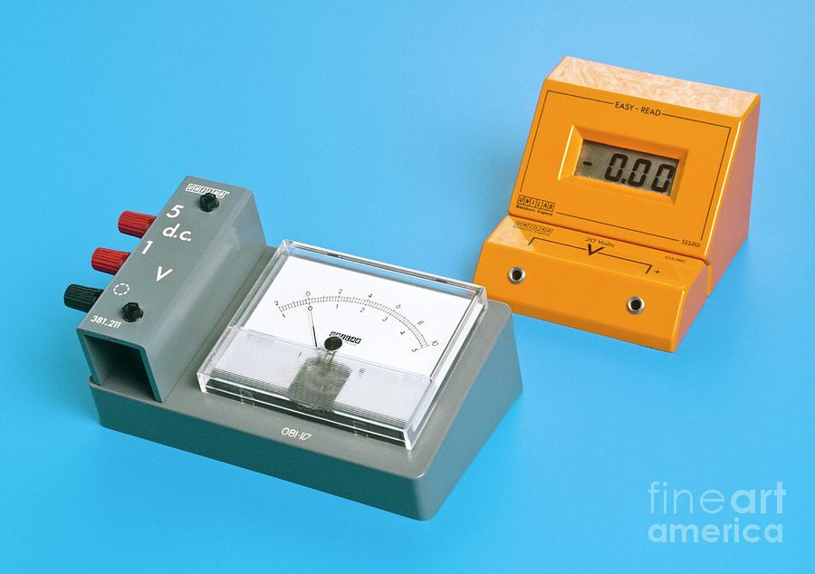 Digital And Analogue Voltmeters Photograph by Martyn F. Chillmaid/science Photo Library