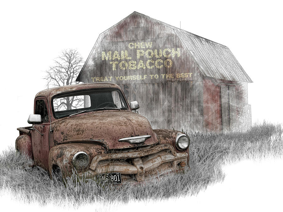 Digital Art of Rusted Chevy Pickup Truck in a Rural Landscape by Photograph by Randall Nyhof