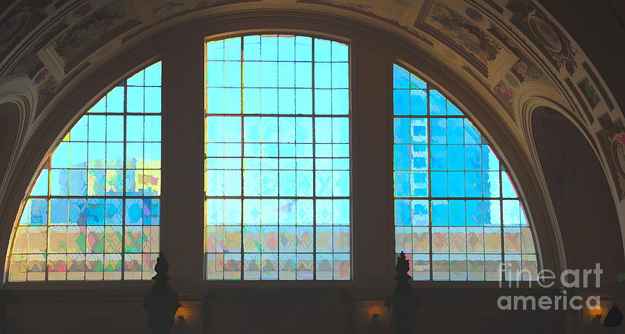 Digital Art Windows San Francisco City Hall Color  Digital Art by Chuck Kuhn