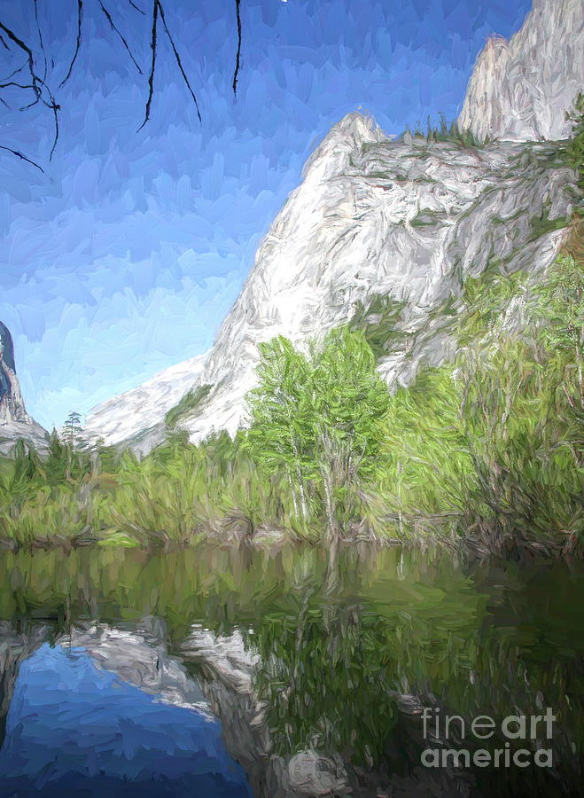 Digital Art Yosemite Mirror Lake Digital Art by Chuck Kuhn