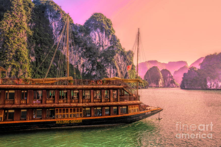 Digital Color Ha Long Bay Vietnam  Digital Art by Chuck Kuhn