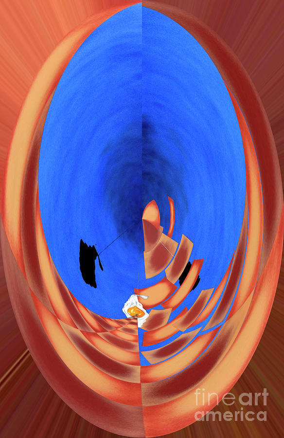 Digital Disrupted Egg Path On Blue Digital Art