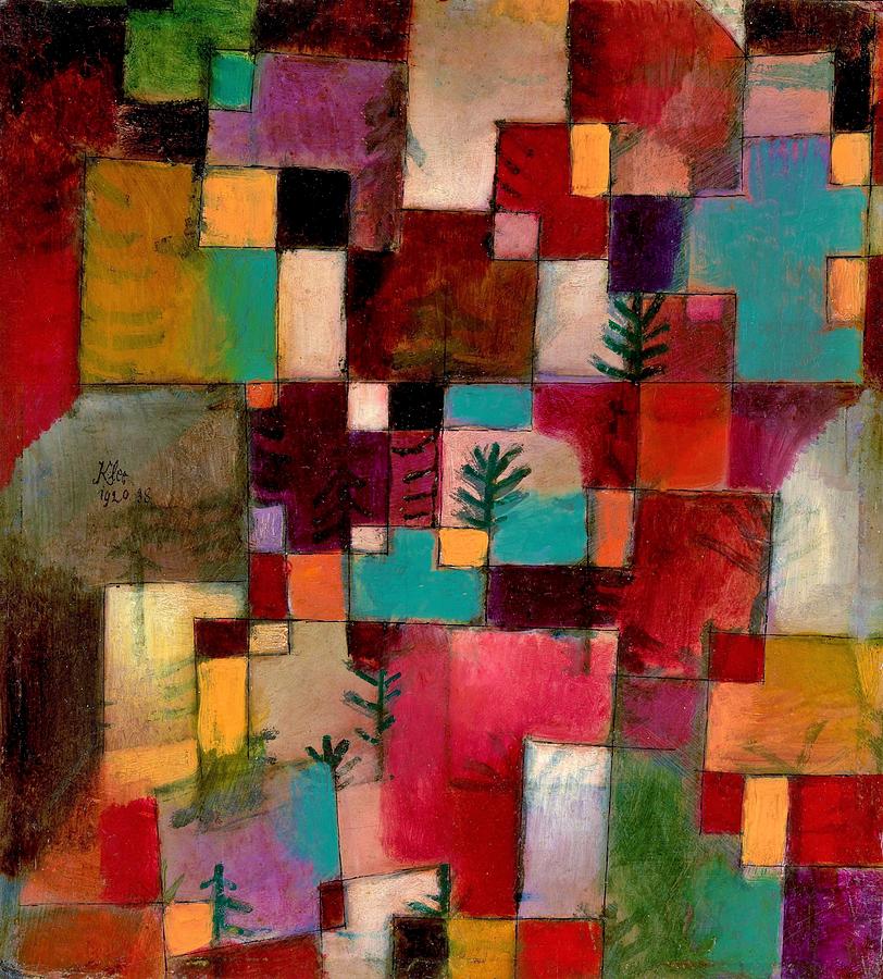 Digital Remastered Edition - Red Green and Violet Yellow Beat Painting by Paul Klee