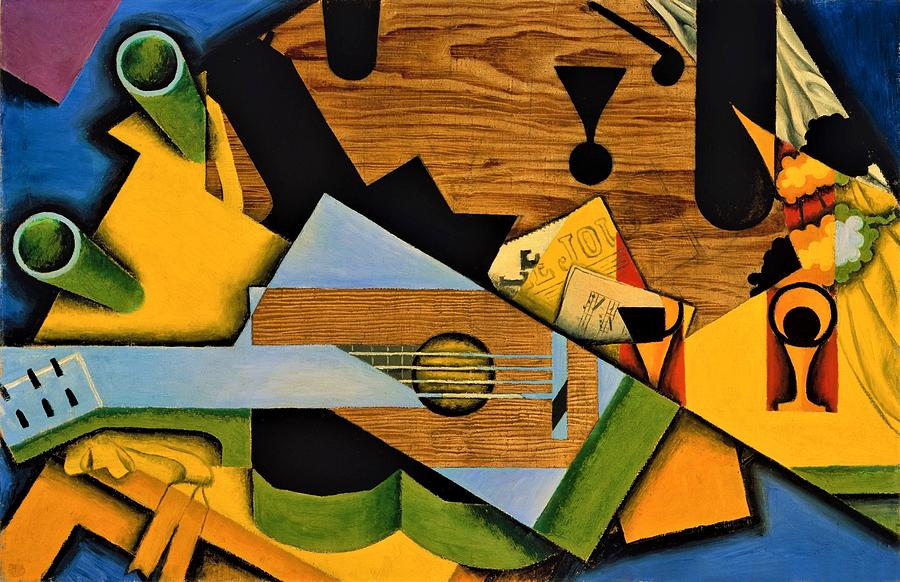 Juan Gris Painting - Digital Remastered Edition - Still Life with a Guitar by Juan Gris