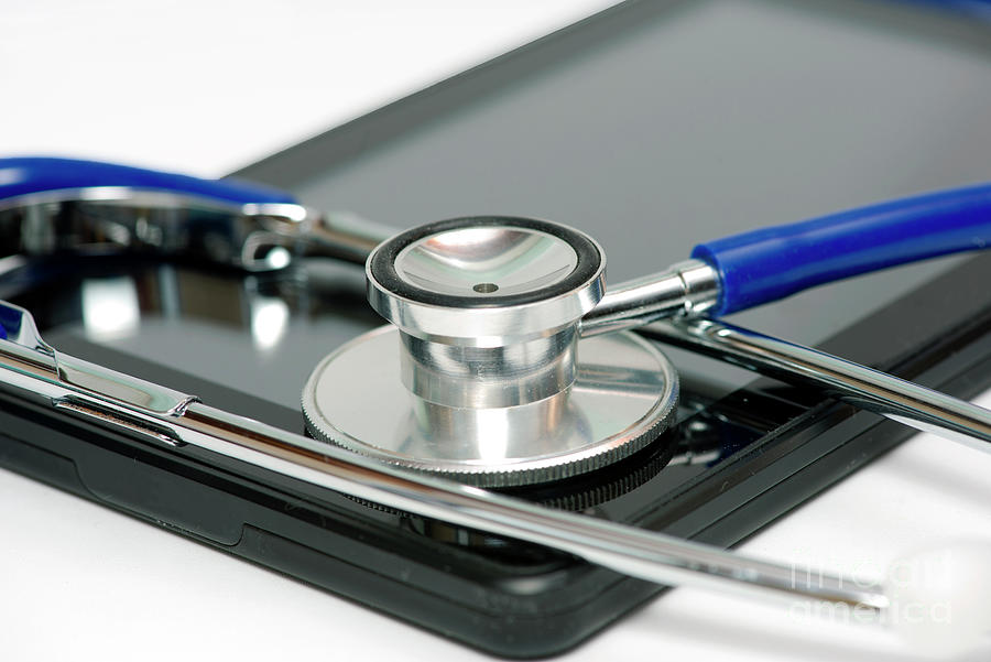 Digital Tablet With Stethoscope by Sherry Yates Young/science Photo Library