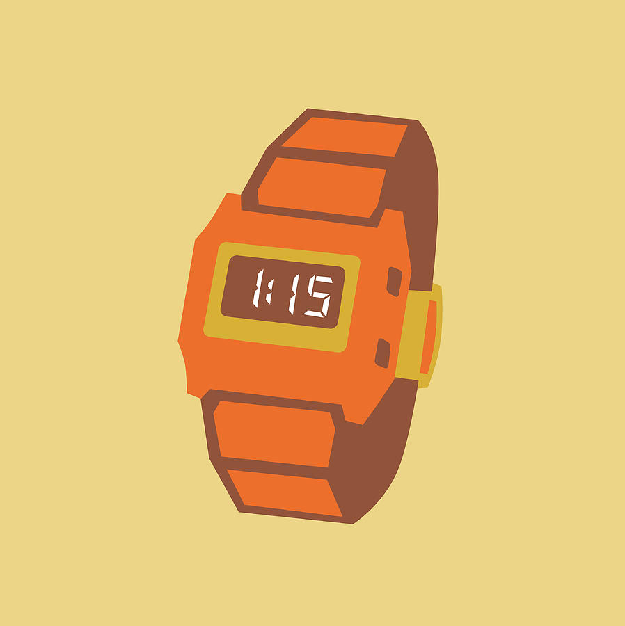 Vintage Drawing - Digital Watch by CSA Images