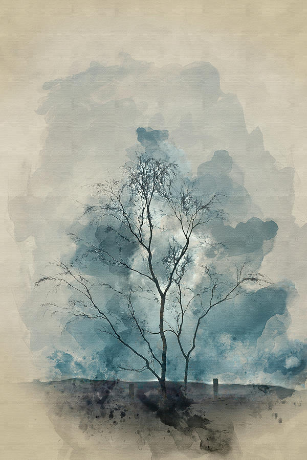 Digital Watercolor Painting Of Moody Winter Landscape Image Of S Photograph By Matthew Gibson