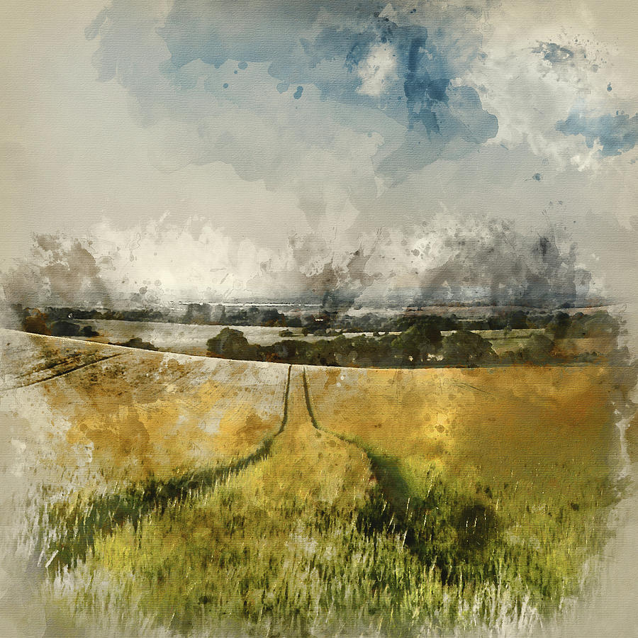 Digital watercolor painting of Stunning landscape image of old d - Matthew  Gibson