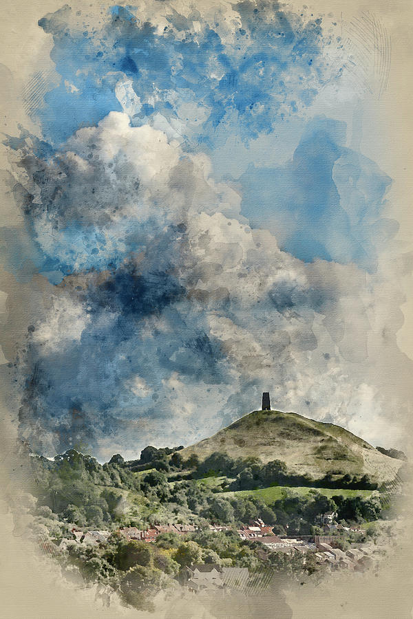 Digital watercolor painting of Stunning landscape image of old d - Matthew  Gibson