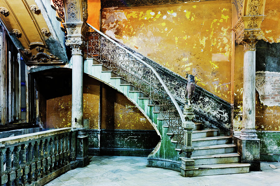 Dilapidated, Ornate Stairway Photograph by Pixelchrome Inc
